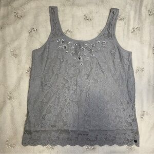 vintage y2k abercrombie & fitch gray lace tank top – size medium